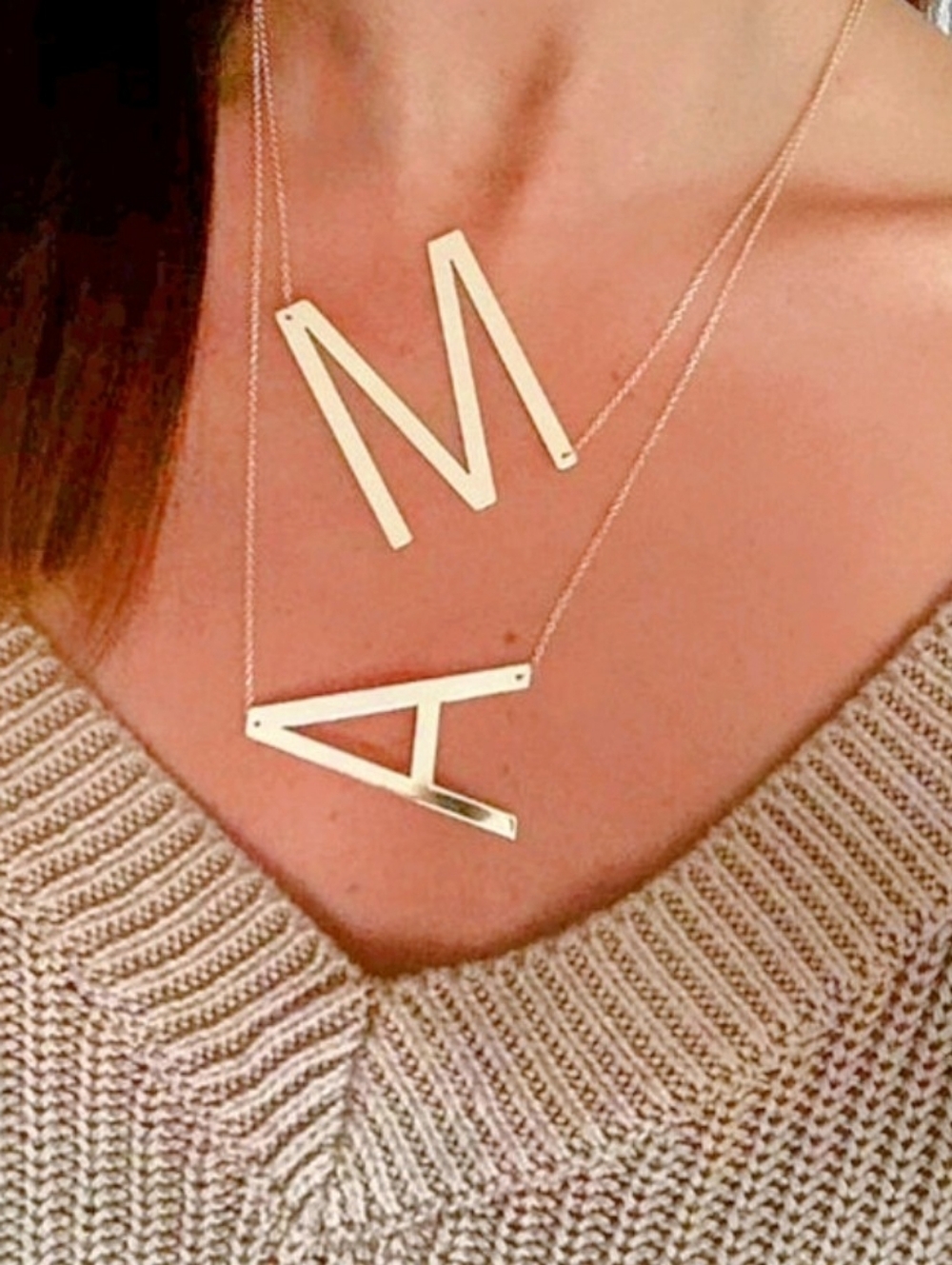 Personalized Gold Letter Pendant Necklace